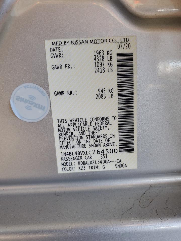 2020 Nissan Altima S VIN: 1N4BL4BVXLC264500 Lot: 82191835
