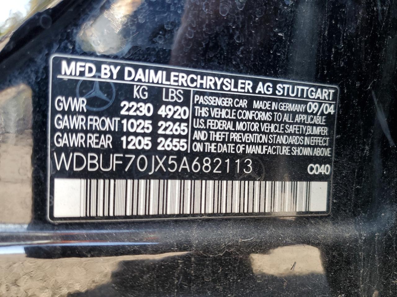 2005 Mercedes-Benz E 500 VIN: WDBUF70JX5A682113 Lot: 84950415