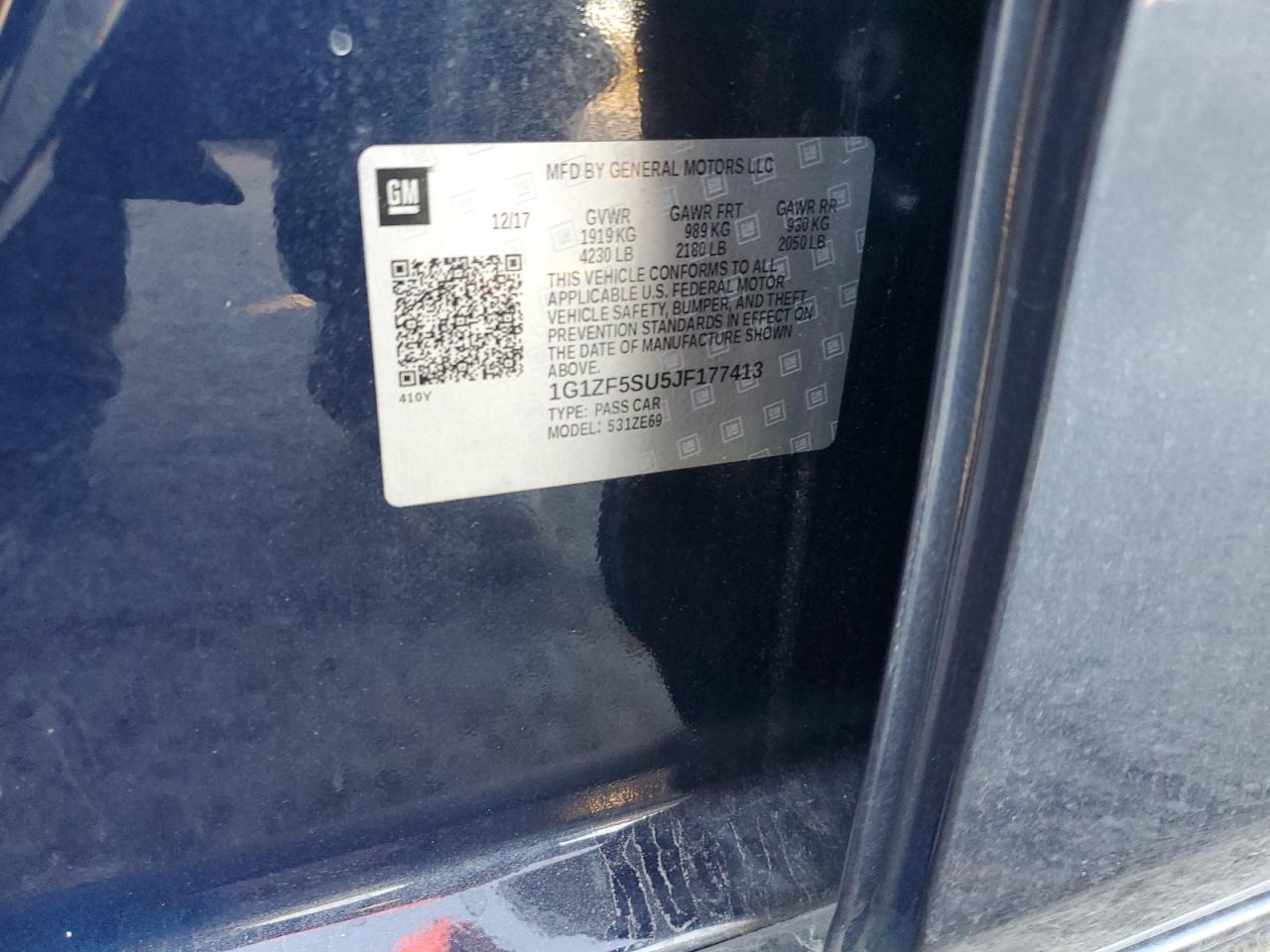 2018 Chevrolet Malibu Hybrid VIN: 1G1ZF5SU5JF177413 Lot: 86227155