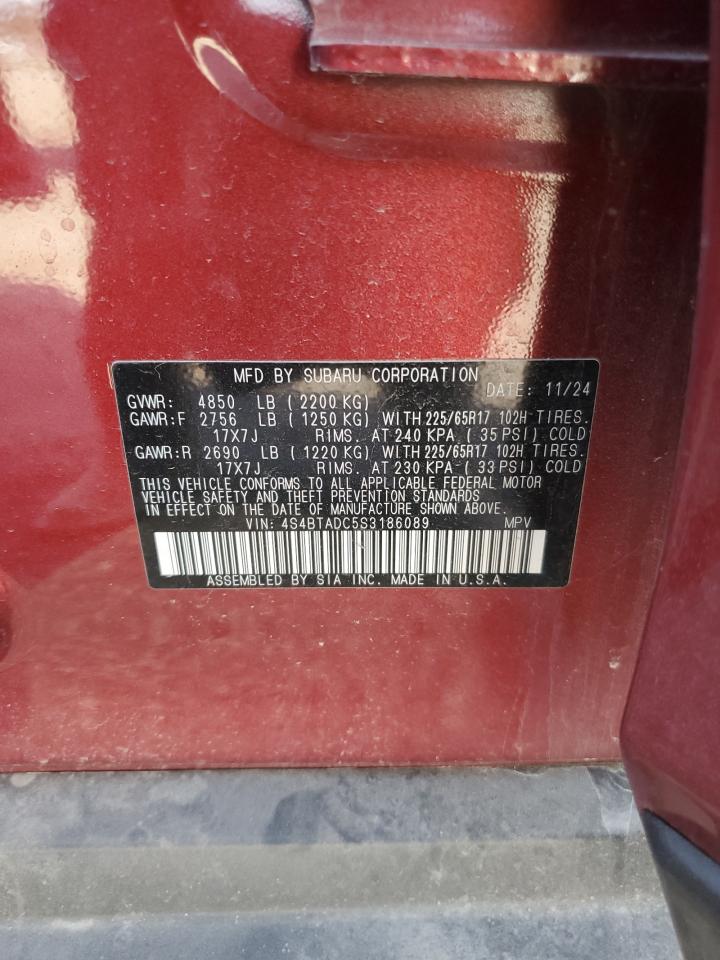 2025 Subaru Outback Premium VIN: 4S4BTADC5S3186089 Lot: 84796065