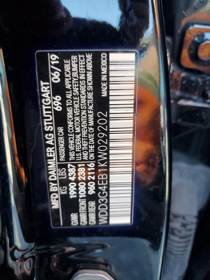 2019 Mercedes-Benz A 220 VIN: WDD3G4EB1KW029202 Lot: 85088585