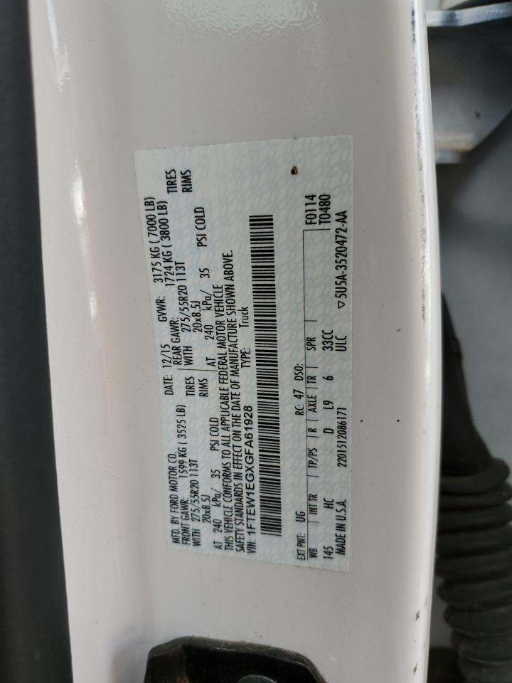 2016 Ford F150 Supercrew VIN: 1FTEW1EGXGFA61928 Lot: 86680145