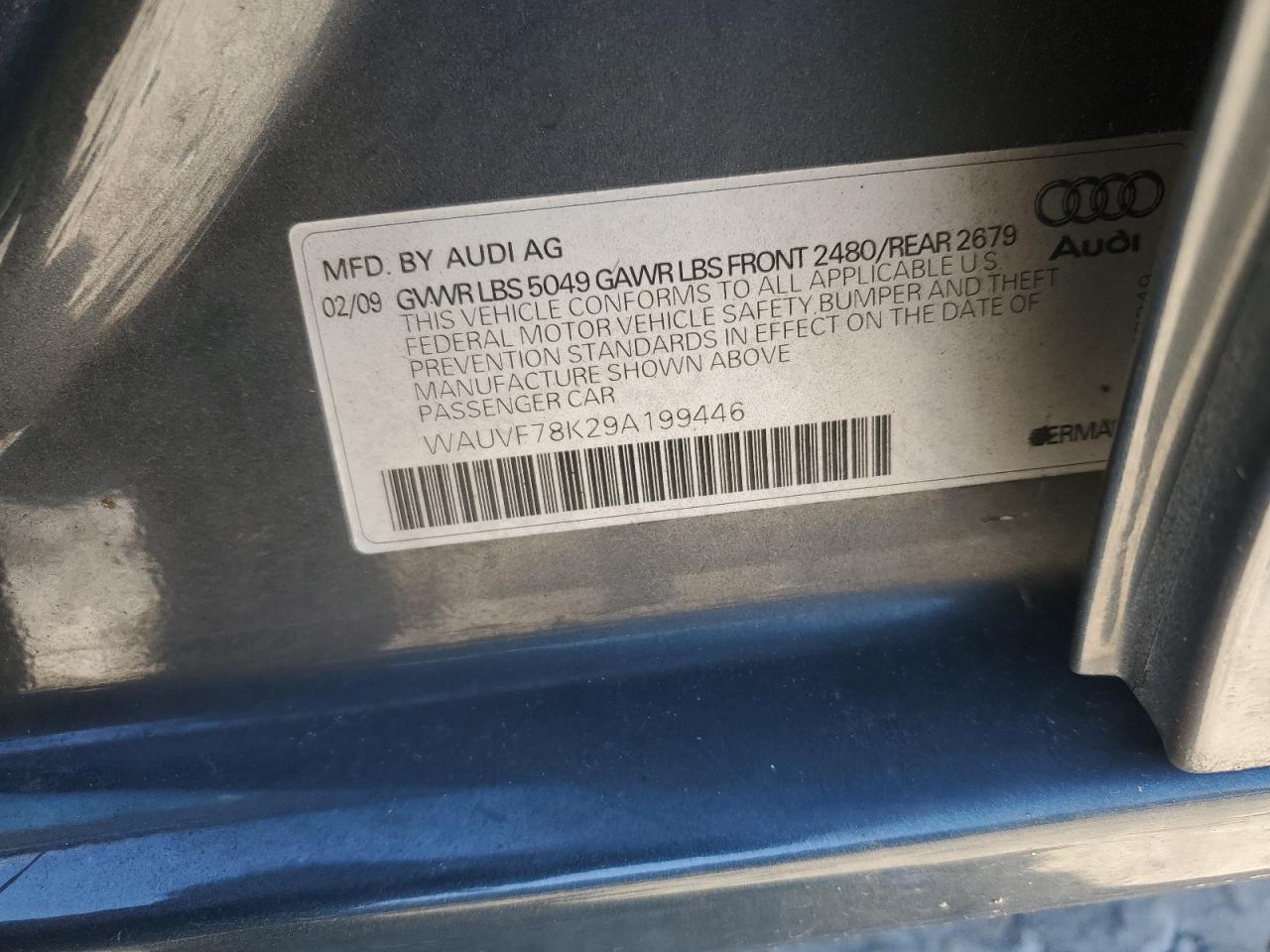 2009 Audi A4 2.0T Avant Quattro VIN: WAUVF78K29A199446 Lot: 84737865