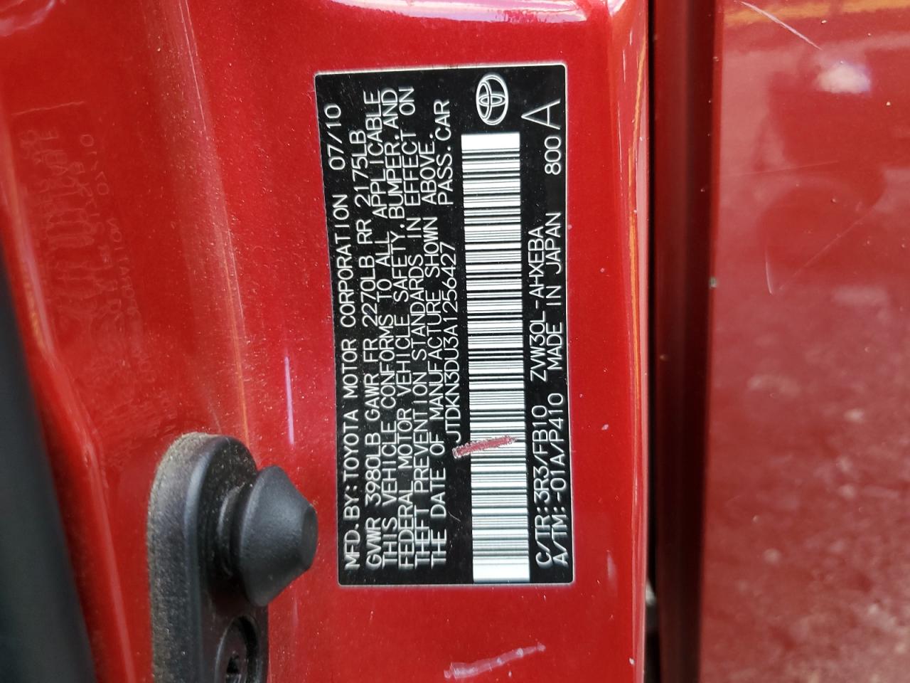 2010 Toyota Prius VIN: JTDKN3DU3A1256427 Lot: 85685795