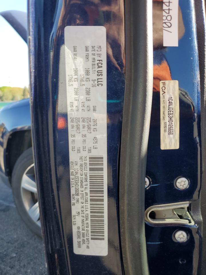 2017 Jeep Compass Latitude VIN: 1C4NJDEB3HD126698 Lot: 85874445