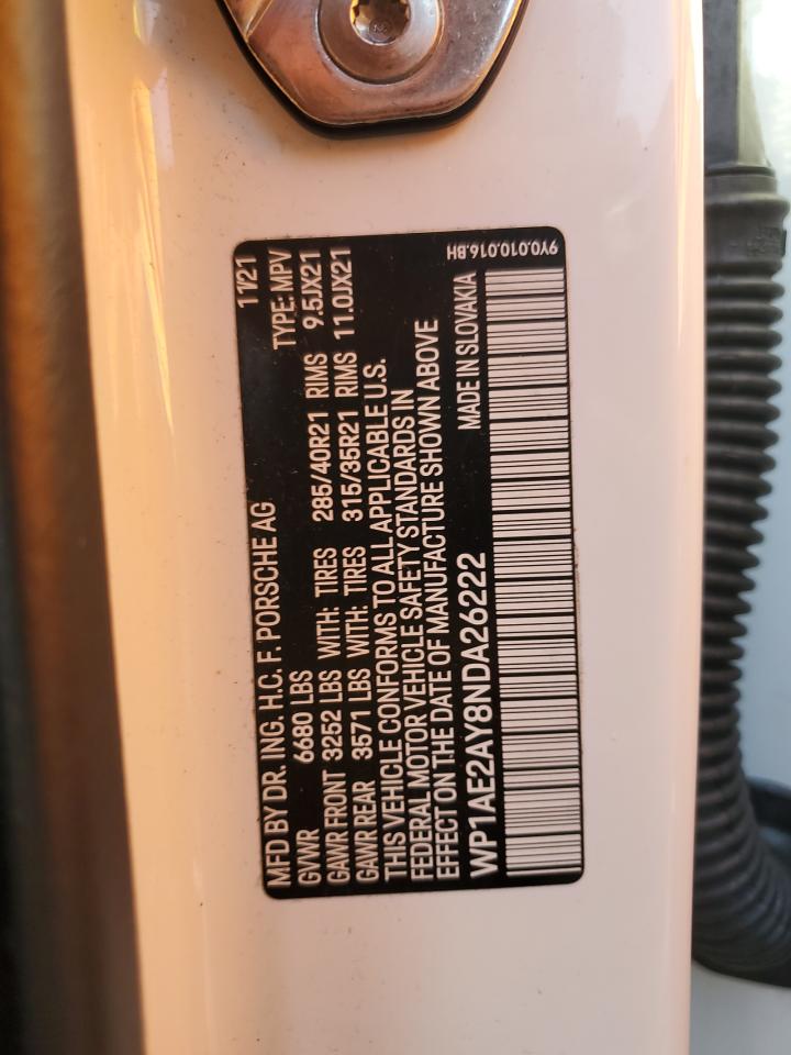 2022 Porsche Cayenne E-Hybrid VIN: WP1AE2AY8NDA26222 Lot: 90424745