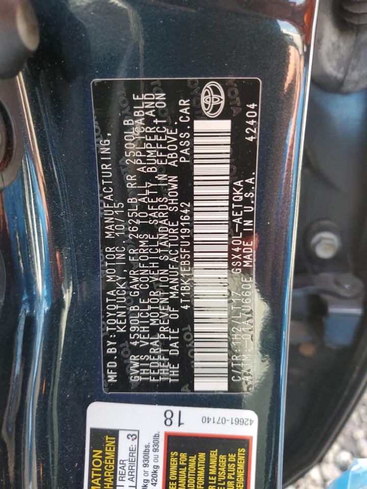 2015 Toyota Avalon Xle VIN: 4T1BK1EB5FU191642 Lot: 85148125