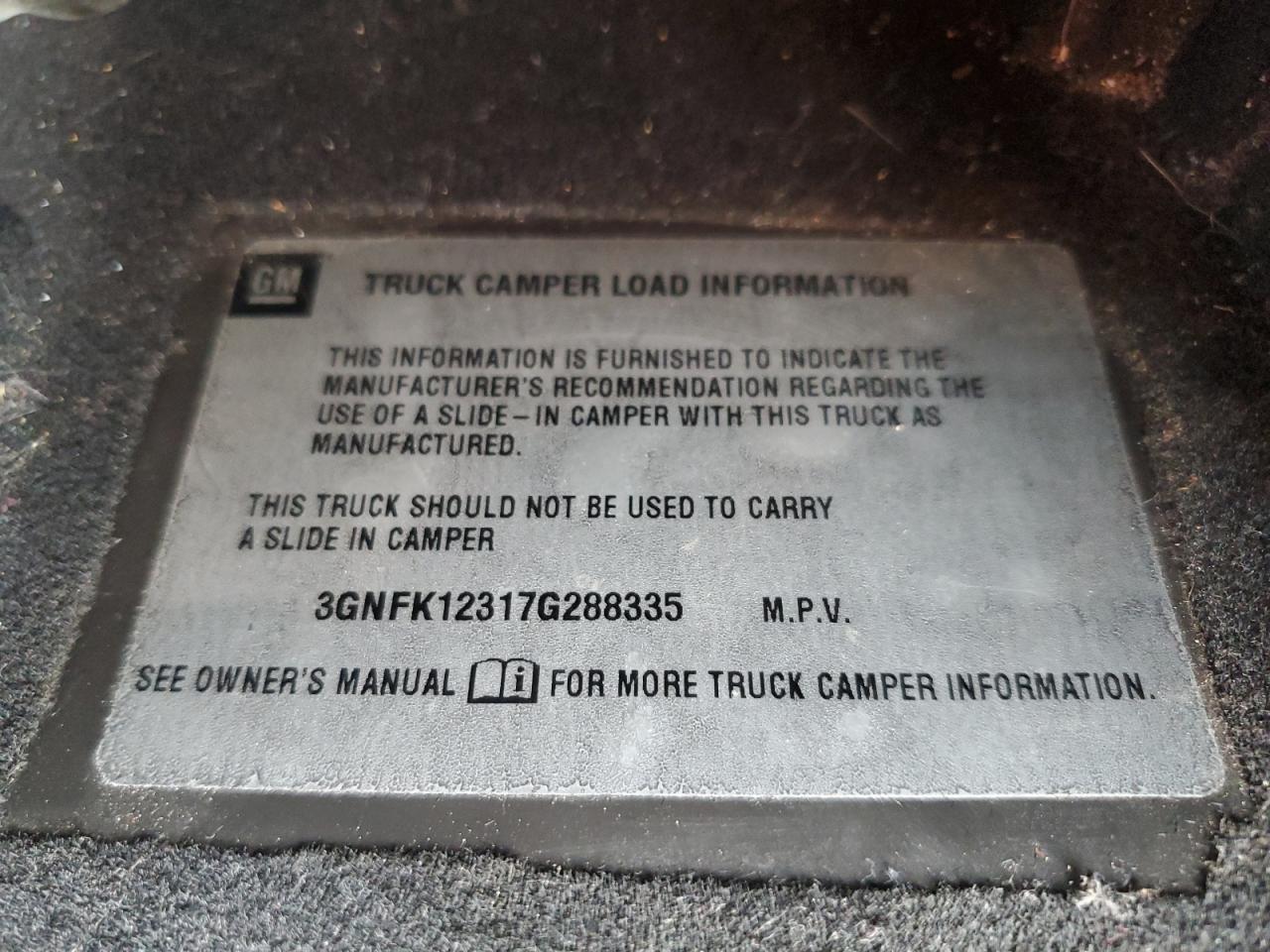 2007 Chevrolet Avalanche K1500 VIN: 3GNFK12317G288335 Lot: 89566485