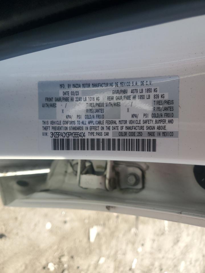 2023 Mazda 3 Preferred VIN: 3MZBPACM3PM366404 Lot: 84777125