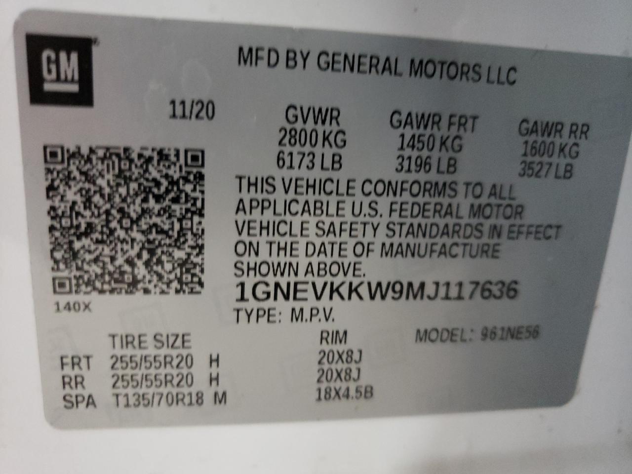 2021 Chevrolet Traverse Premier VIN: 1GNEVKKW9MJ117636 Lot: 84752375