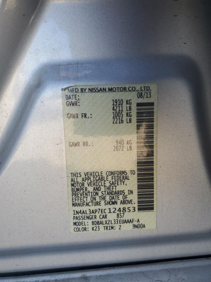 2014 Nissan Altima 2.5 VIN: 1N4AL3AP7EC124853 Lot: 86862775