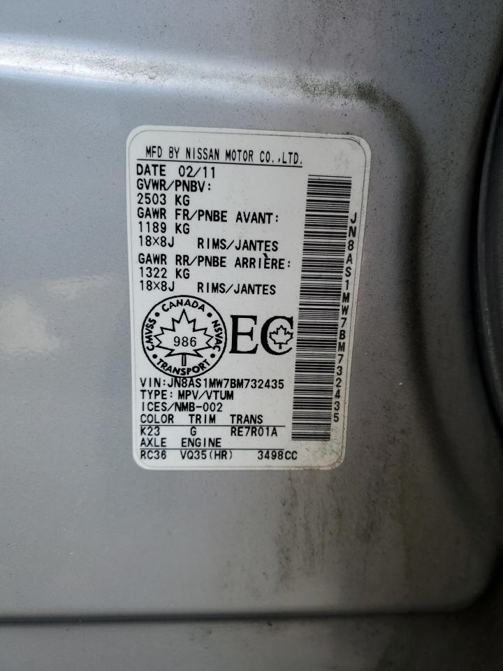 2011 Infiniti Fx35 VIN: JN8AS1MW7BM732435 Lot: 85338195