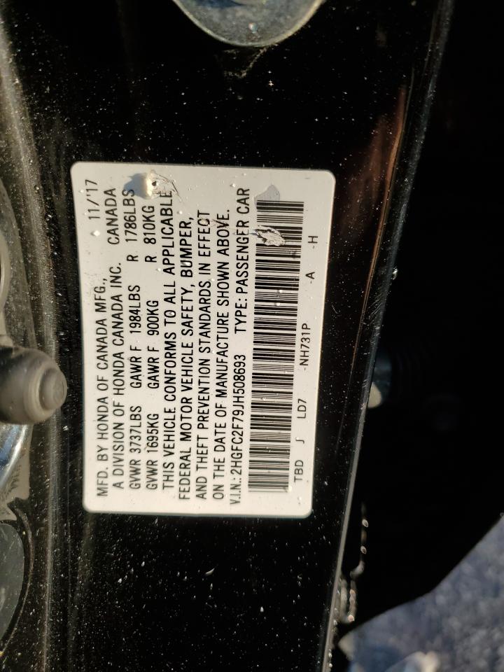 2018 Honda Civic Ex VIN: 2HGFC2F79JH508693 Lot: 90850195