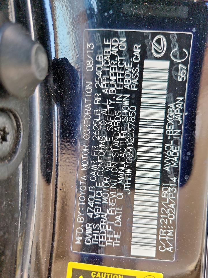 2013 Lexus Es 300H VIN: JTHBW1GG9D2037850 Lot: 85193045