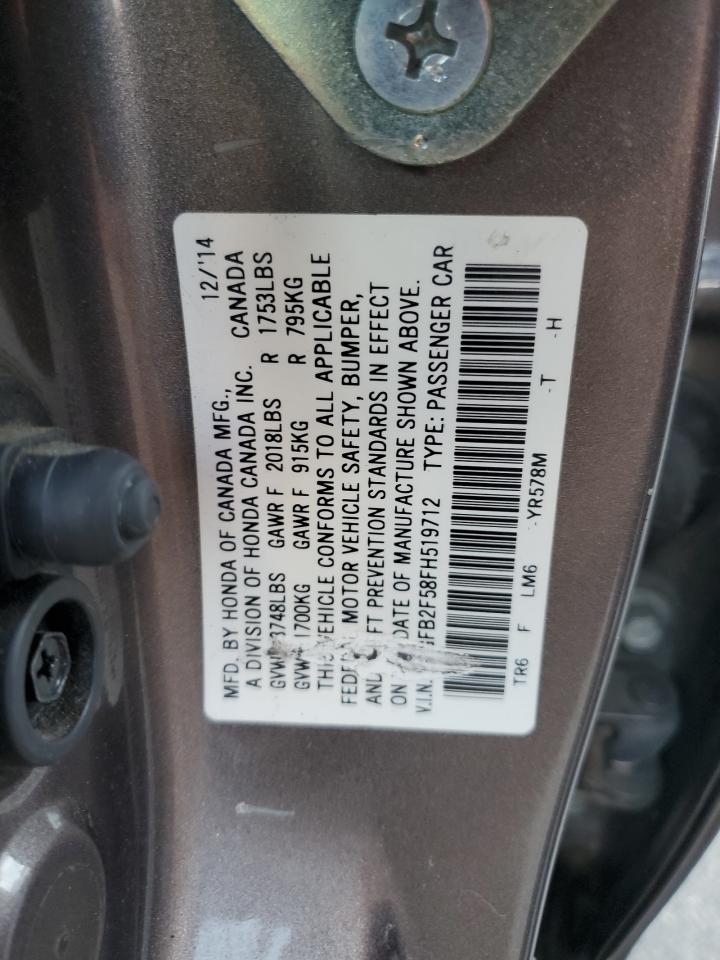 2015 Honda Civic Lx VIN: 2HGFB2F58FH519712 Lot: 85334915