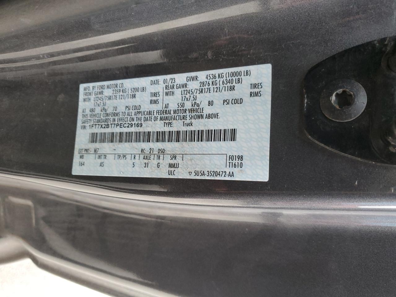 2023 Ford F250 Super Duty VIN: 1FT7X2BT7PEC29169 Lot: 90102945