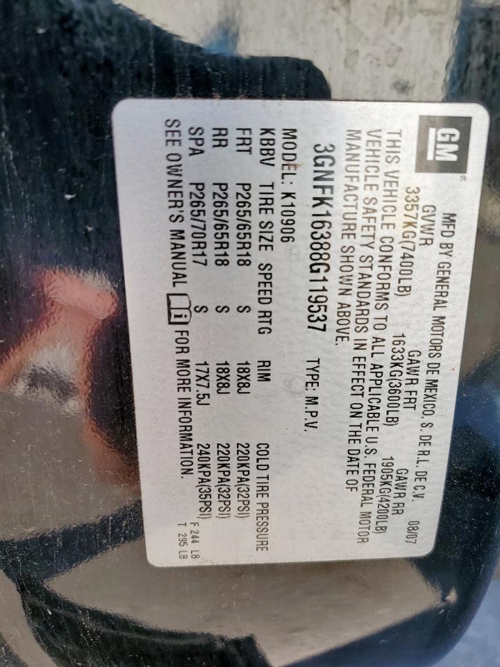 2008 Chevrolet Suburban K1500 Ls VIN: 3GNFK16388G119537 Lot: 85342975