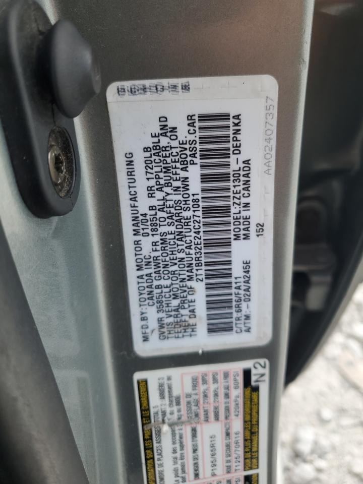 2004 Toyota Corolla Ce VIN: 2T1BR32E24C271081 Lot: 85559745