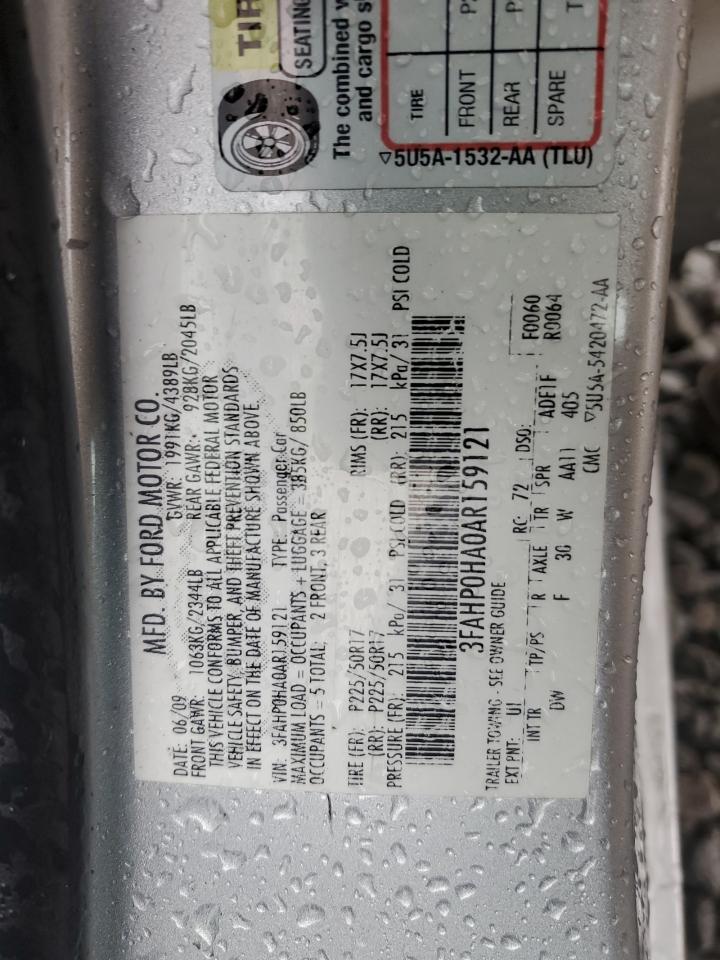 2010 Ford Fusion Se VIN: 3FAHP0HA0AR159121 Lot: 85344795