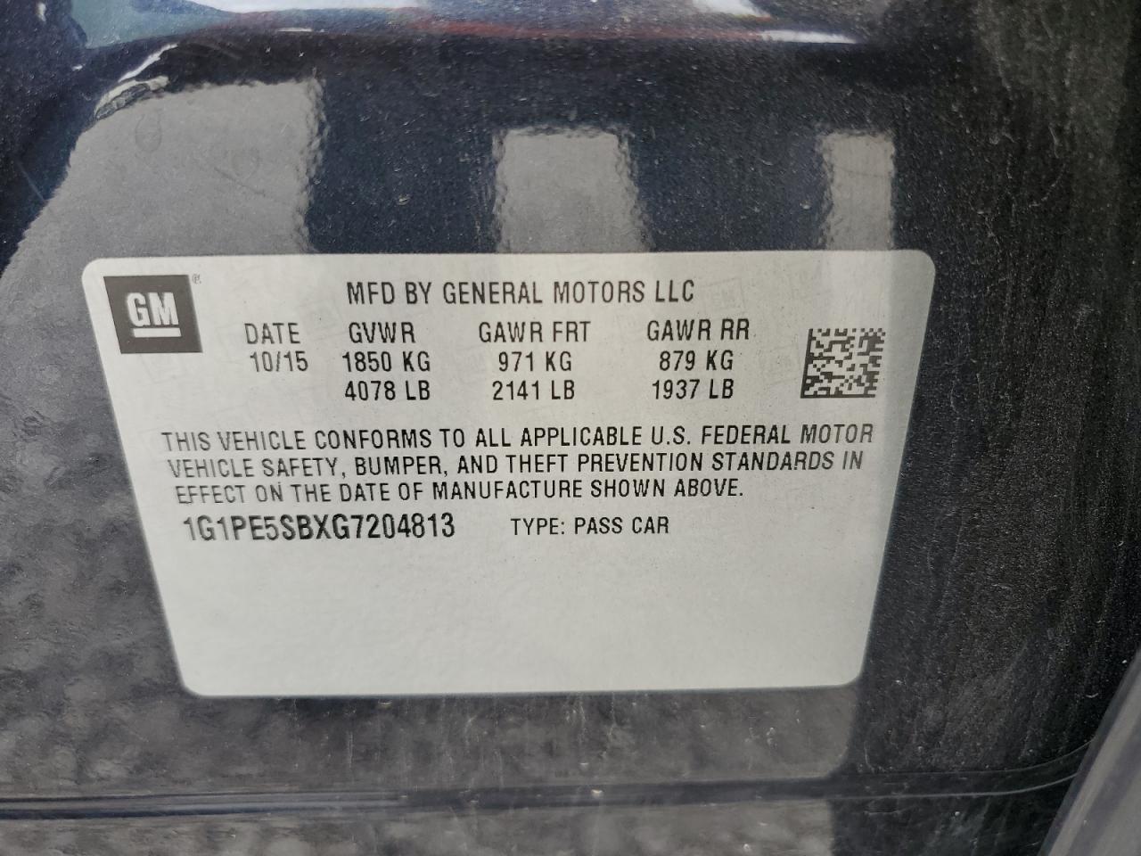 2016 Chevrolet Cruze Limited Lt VIN: 1G1PE5SBXG7204813 Lot: 82256265