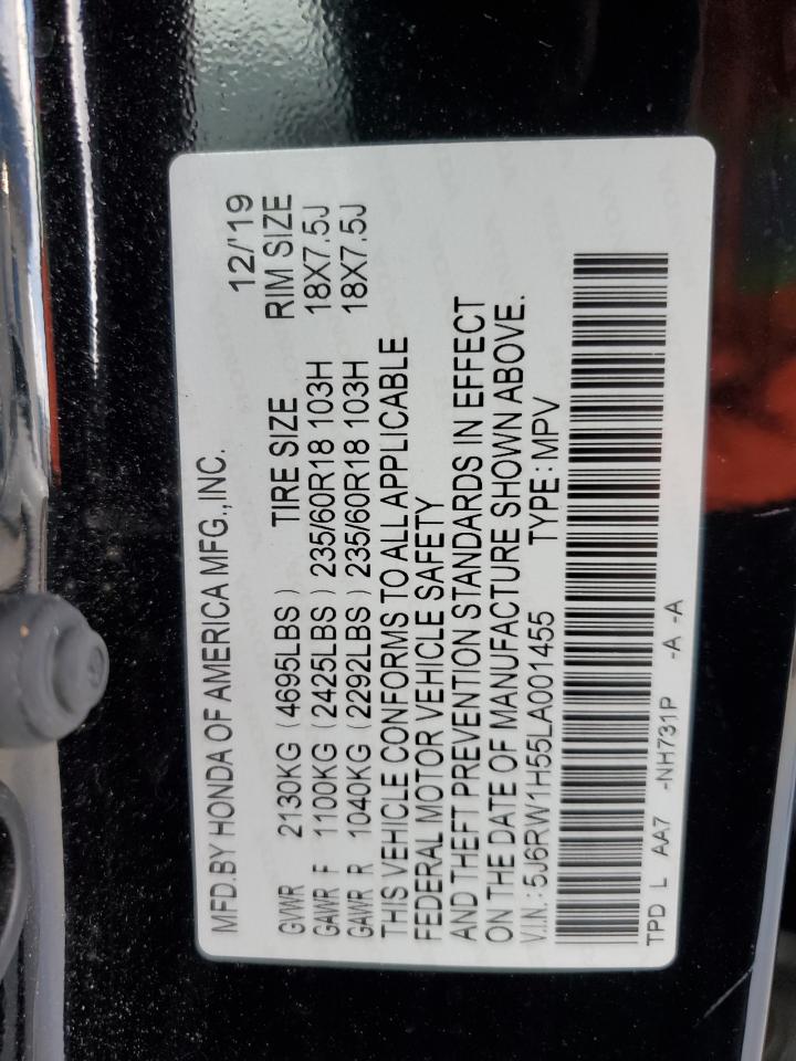 2020 Honda Cr-V Ex VIN: 5J6RW1H55LA001455 Lot: 90777585