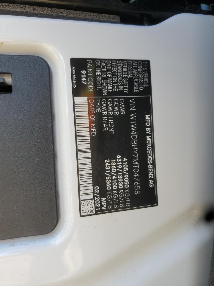 2021 Mercedes-Benz Sprinter 2500 VIN: W1W4DBHY7MT047658 Lot: 89917455