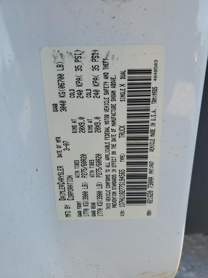 2007 Dodge Ram 1500 St VIN: 1D7HU18277S194565 Lot: 86485765