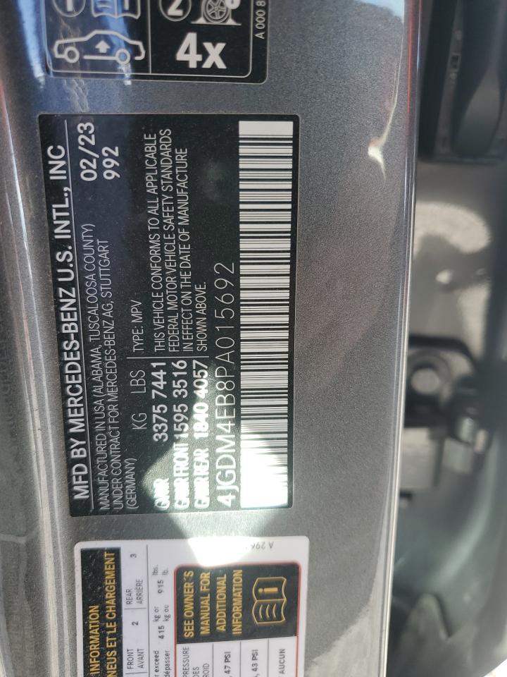 2023 Mercedes-Benz Eqs Suv 580 4Matic VIN: 4JGDM4EB8PA015692 Lot: 83781395