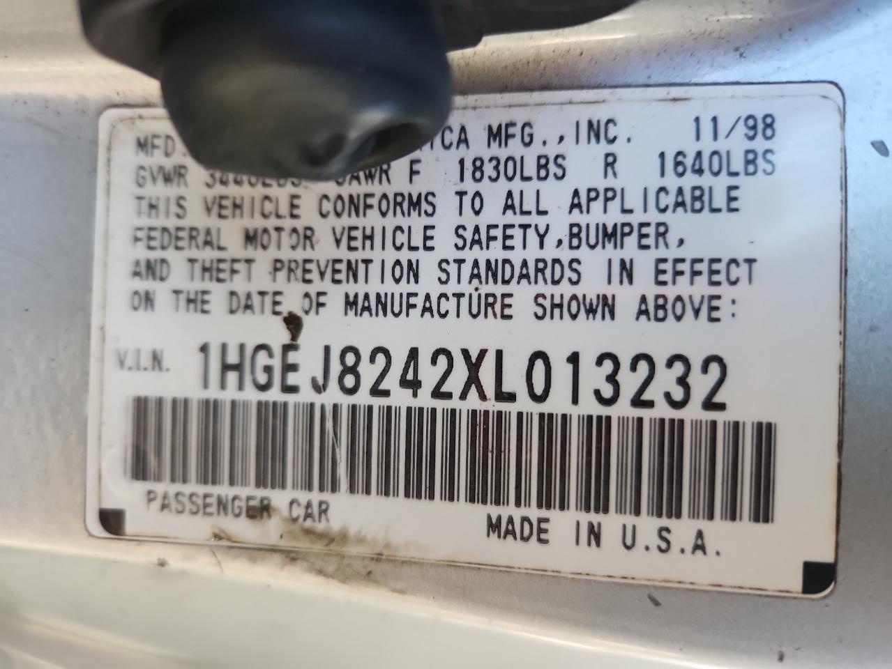 1999 Honda Civic Ex VIN: 1HGEJ8242XL013232 Lot: 82003865
