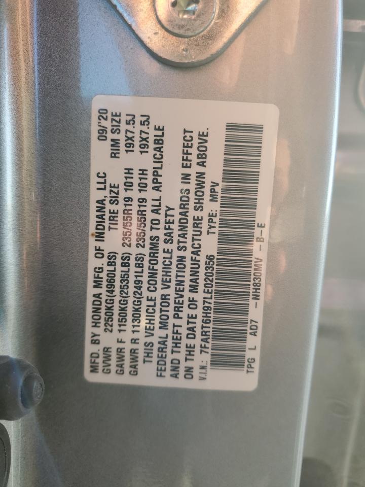 2020 Honda Cr-V Touring VIN: 7FART6H97LE020356 Lot: 90489135