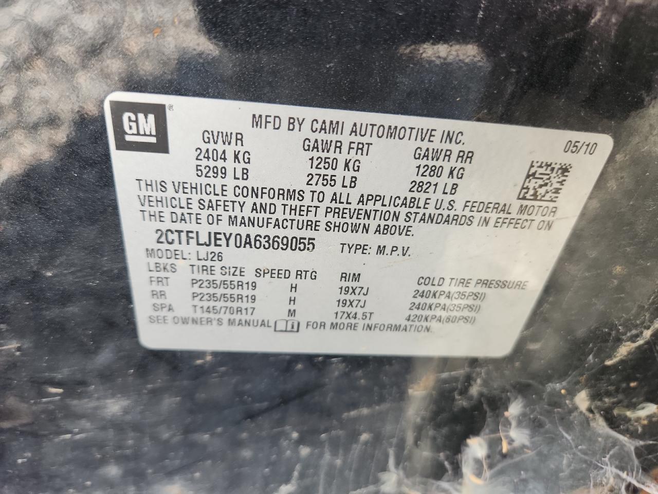 2010 GMC Terrain Slt VIN: 2CTFLJEY0A6369055 Lot: 85177305