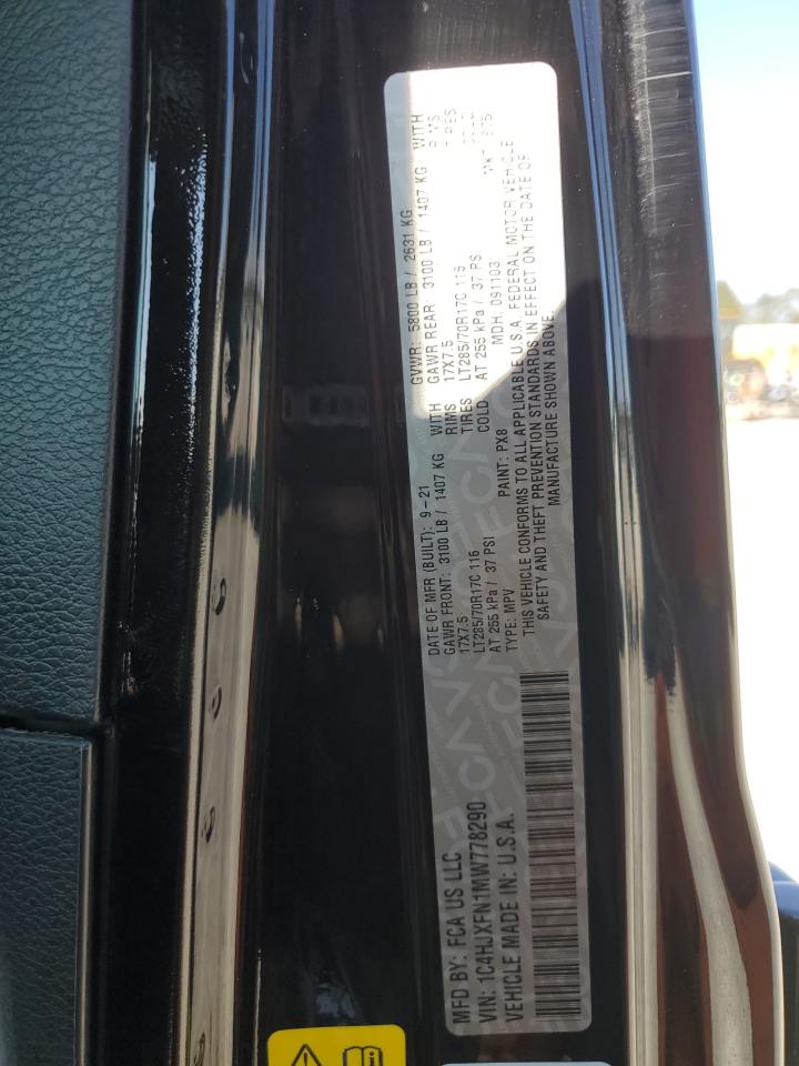 2021 Jeep Wrangler Unlimited Rubicon VIN: 1C4HJXFN1MW778290 Lot: 82229255