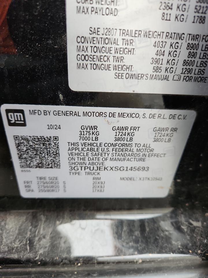 2025 GMC Sierra K1500 Elevation-L VIN: 3GTPUJEKXSG145693 Lot: 85545225