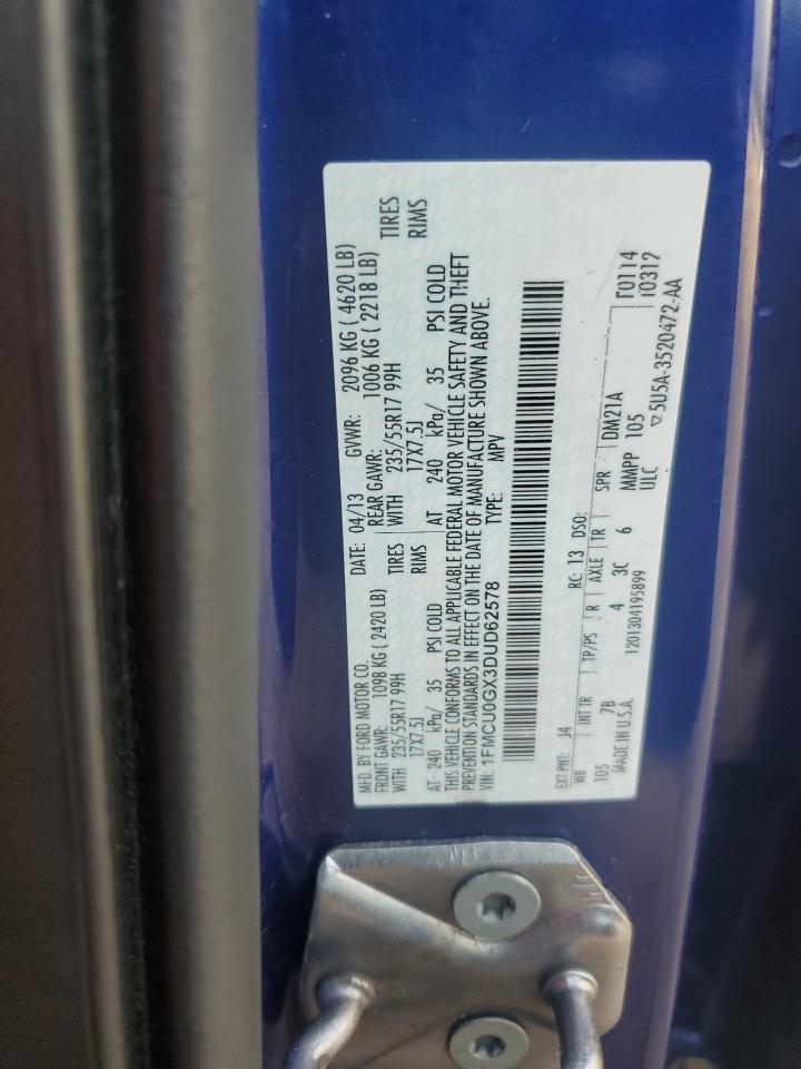 2013 Ford Escape Se VIN: 1FMCU0GX3DUD62578 Lot: 85293665