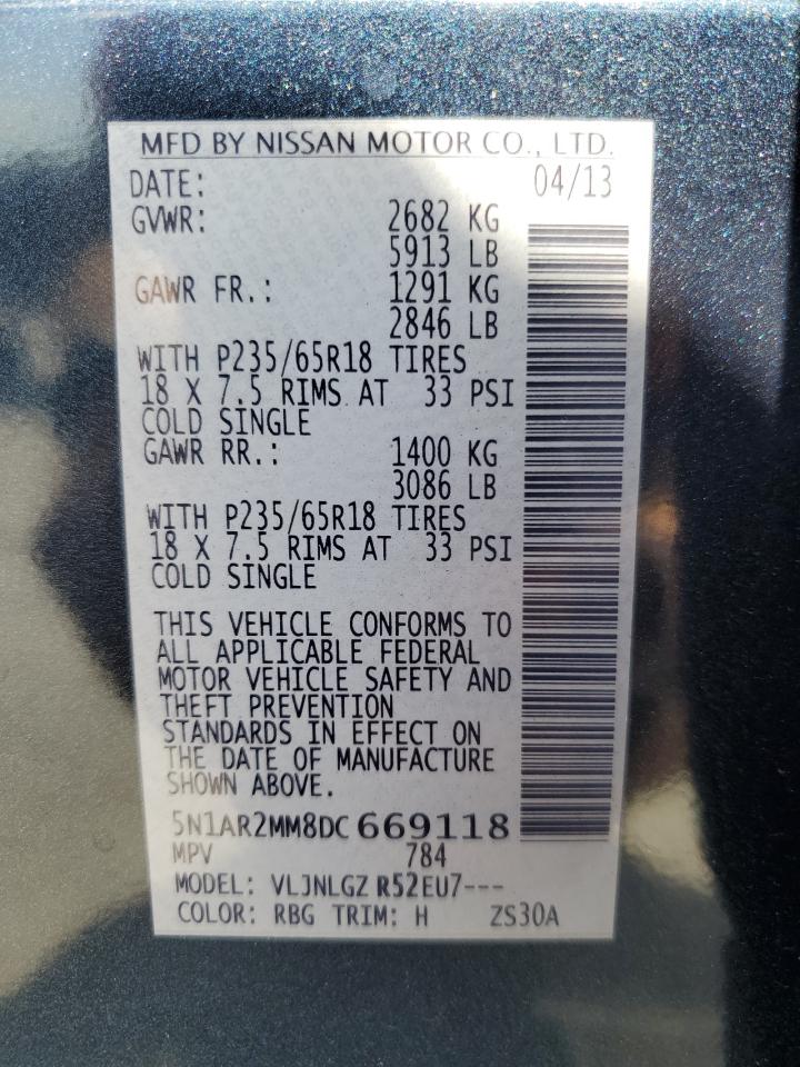 2013 Nissan Pathfinder S VIN: 5N1AR2MM8DC669118 Lot: 82327945