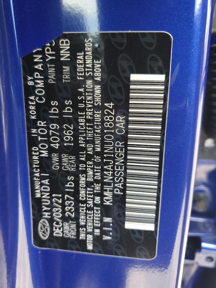 2022 Hyundai Elantra Limited VIN: KMHLN4AJ1NU018824 Lot: 85382655