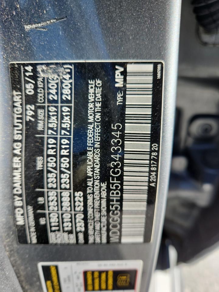 2015 Mercedes-Benz Glk 350 VIN: WDCGG5HB5FG343345 Lot: 86147775