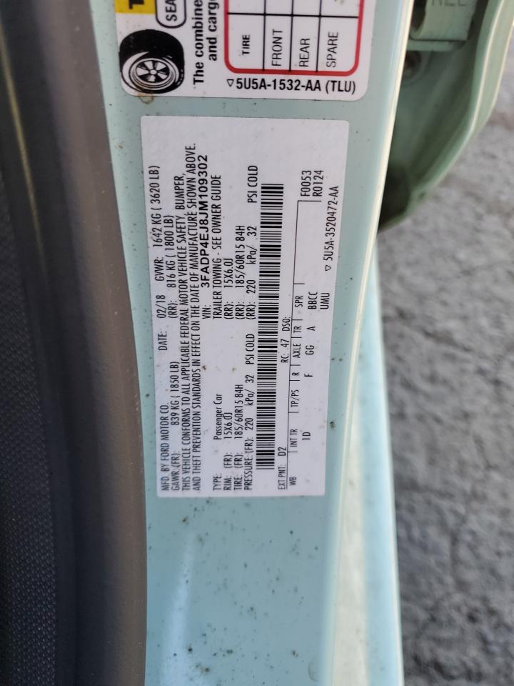 2018 Ford Fiesta Se VIN: 3FADP4EJ8JM109302 Lot: 82277665