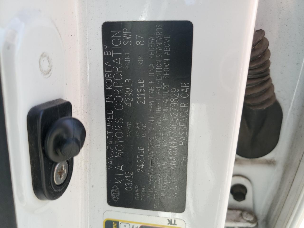 2012 Kia Optima Lx VIN: KNAGM4A79C5279829 Lot: 84744105