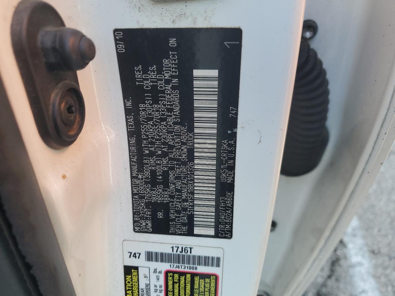 2011 Toyota Tundra Double Cab Sr5 VIN: 5TFRY5F18BX101326 Lot: 85720265