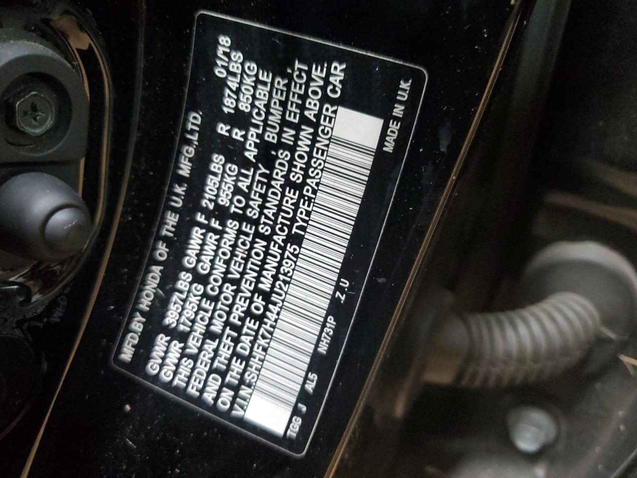 2018 Honda Civic Sport VIN: SHHFK7H44JU213975 Lot: 85164275