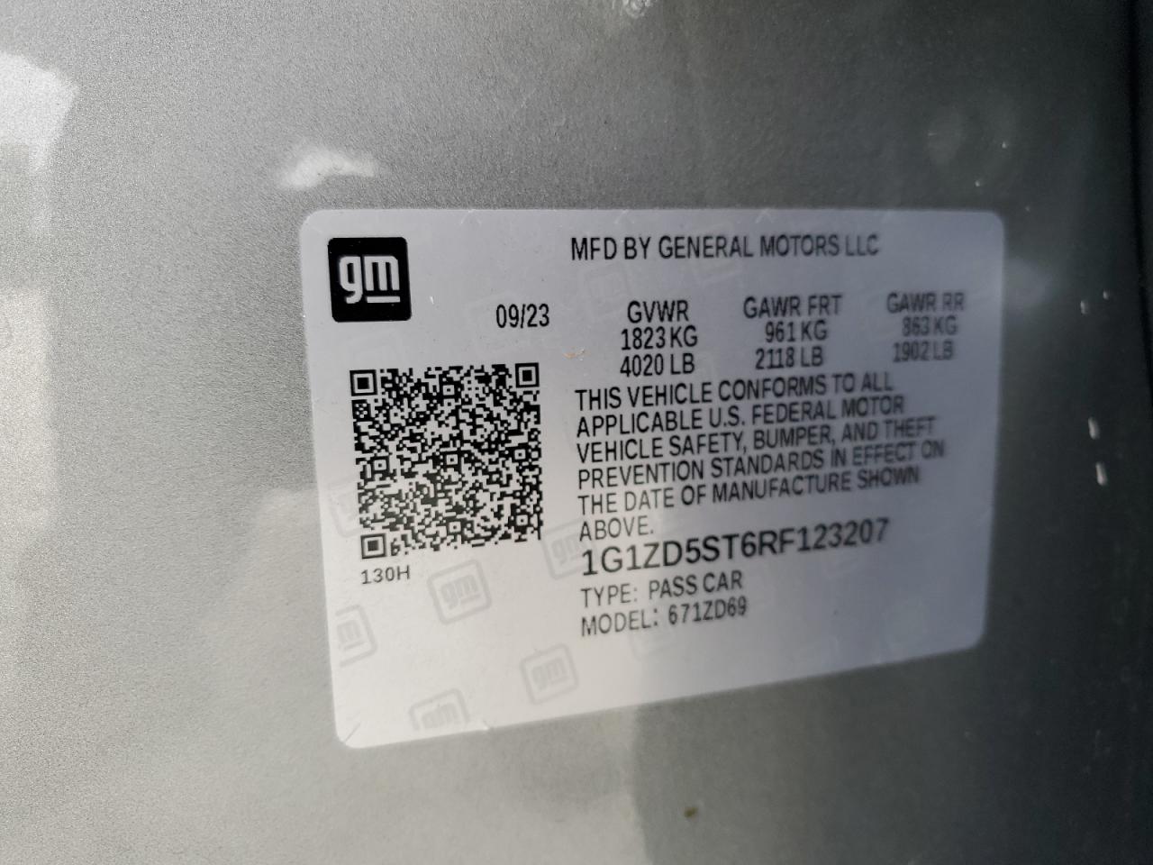 2024 Chevrolet Malibu Lt VIN: 1G1ZD5ST6RF123207 Lot: 81398295