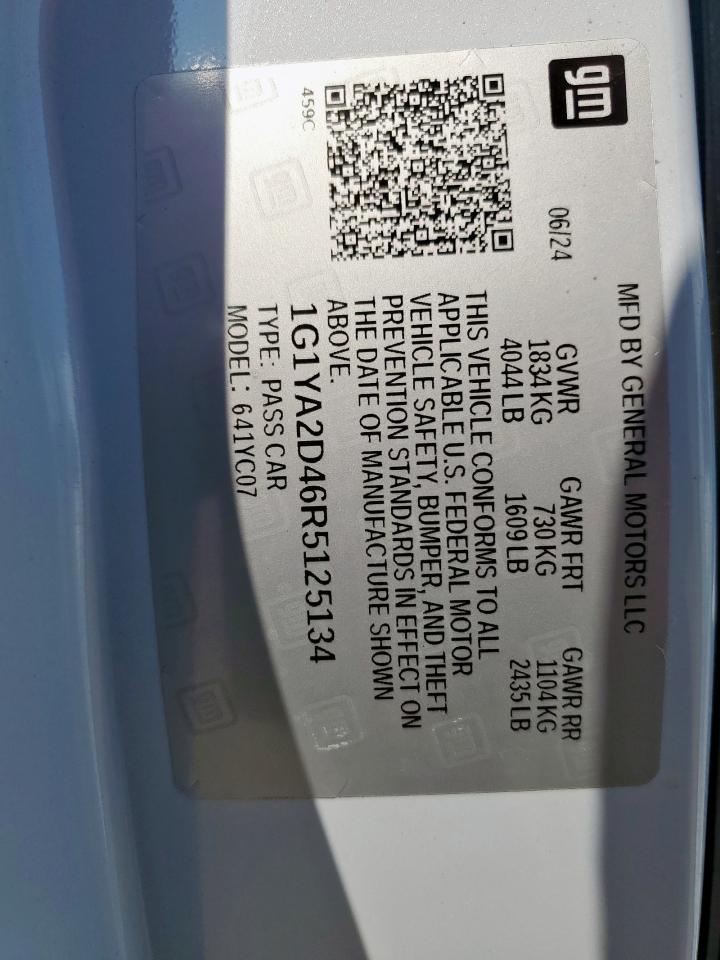 2024 Chevrolet Corvette Stingray 1Lt VIN: 1G1YA2D46R5125134 Lot: 82190105