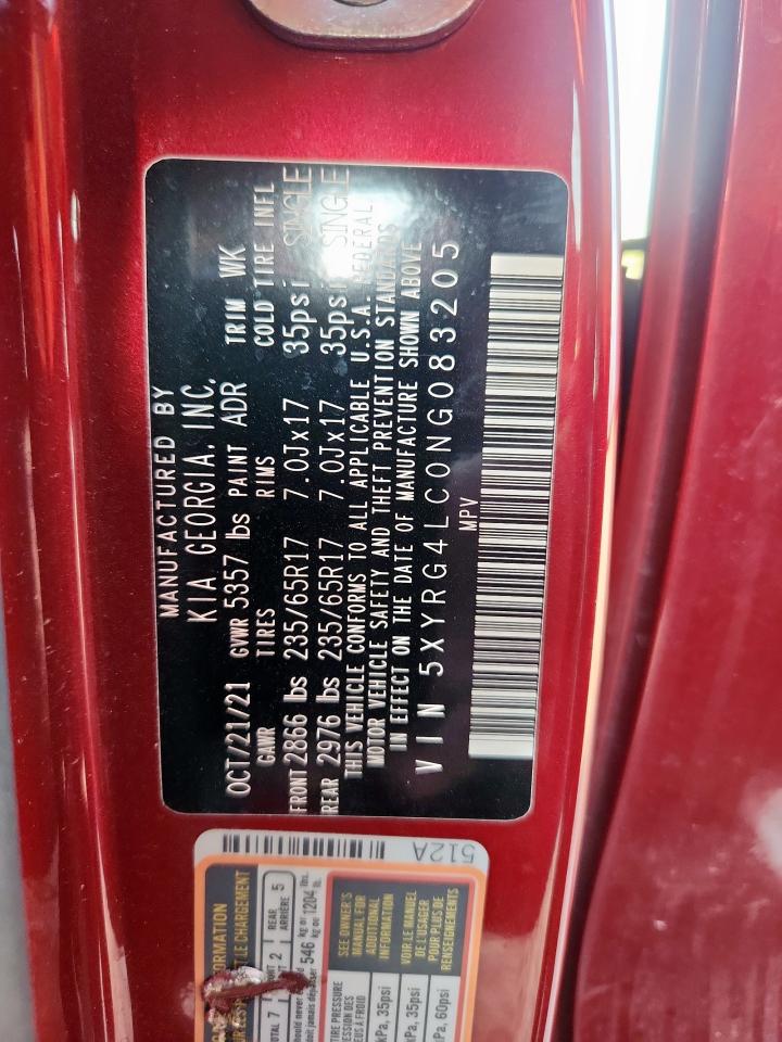 2022 Kia Sorento Lx VIN: 5XYRG4LC0NG083205 Lot: 85733845