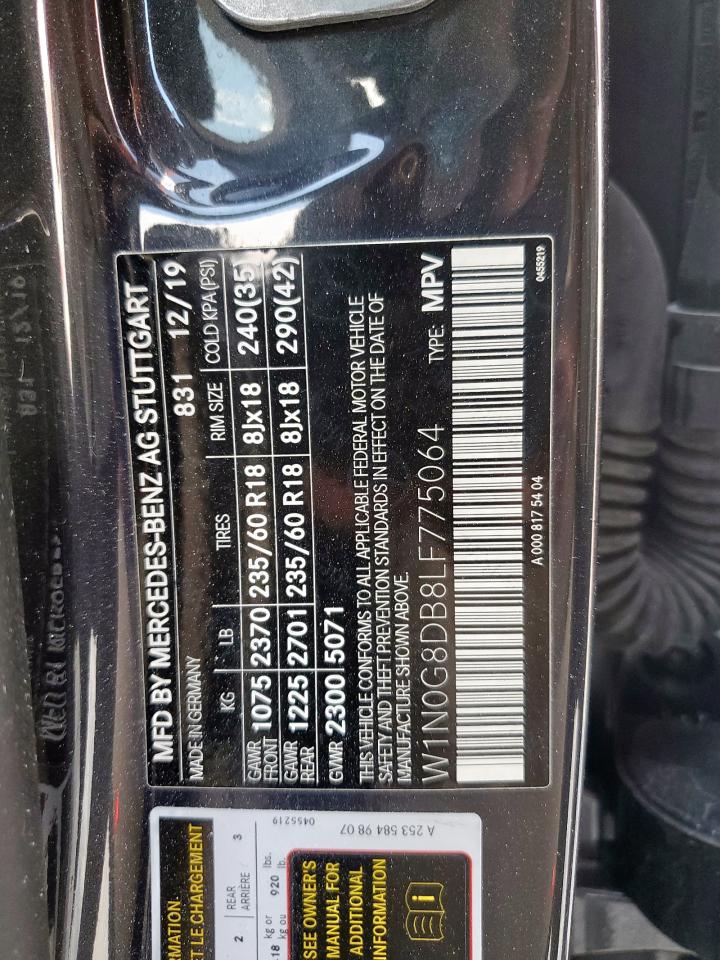 2020 Mercedes-Benz Glc 300 VIN: W1N0G8DB8LF775064 Lot: 85167875