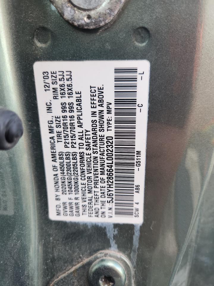 2004 Honda Element Ex VIN: 5J6YH28664L002320 Lot: 85919375