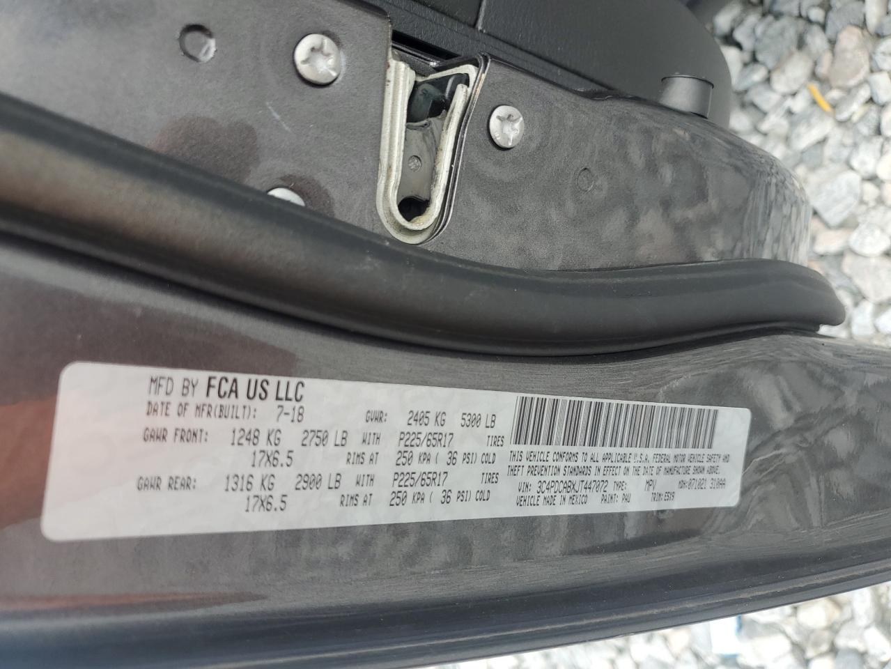 2018 Dodge Journey Se VIN: 3C4PDCABXJT447072 Lot: 82191755