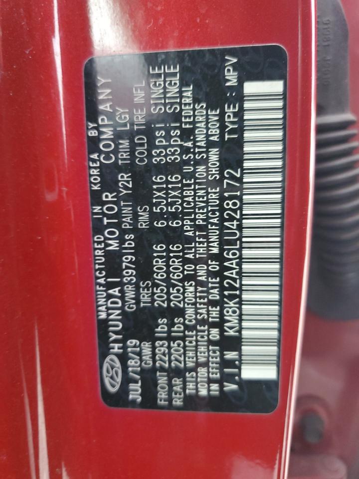 2020 Hyundai Kona Se VIN: KM8K12AA6LU428172 Lot: 85332735