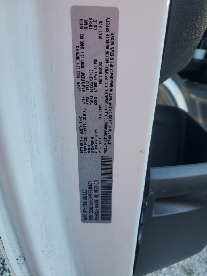 2021 Ram Promaster 1500 1500 High VIN: 3C6LRVBGXME546674 Lot: 86175105