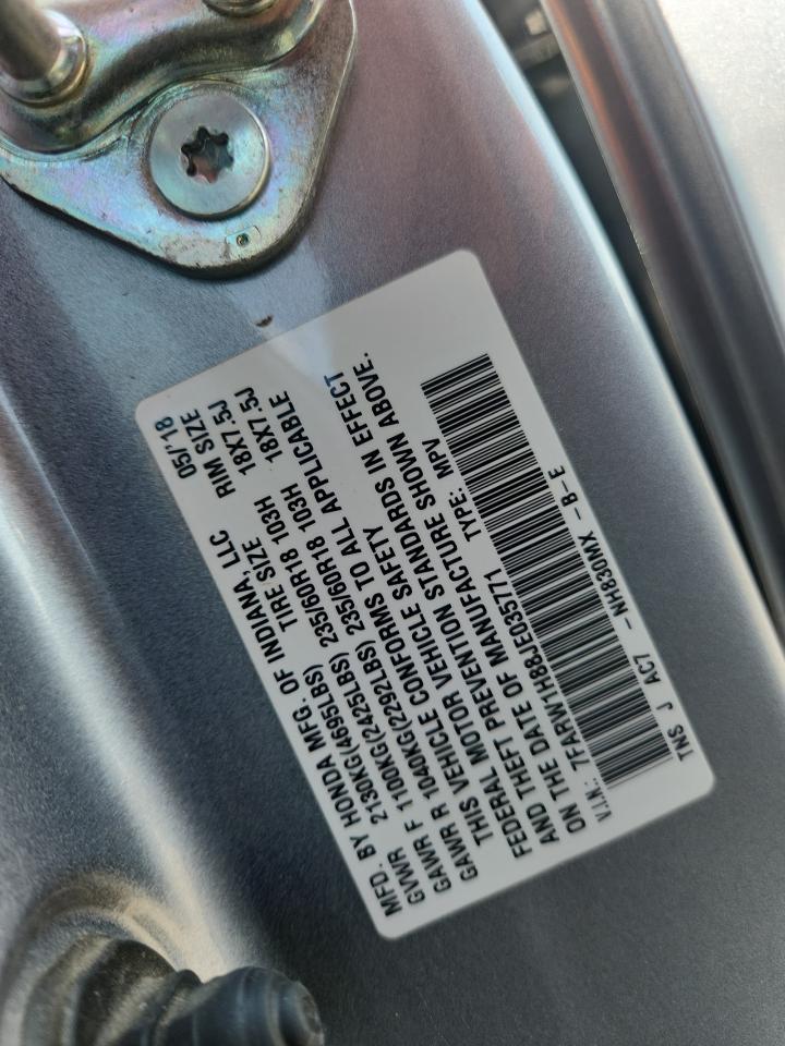 2018 Honda Cr-V Exl VIN: 7FARW1H88JE035771 Lot: 87297805